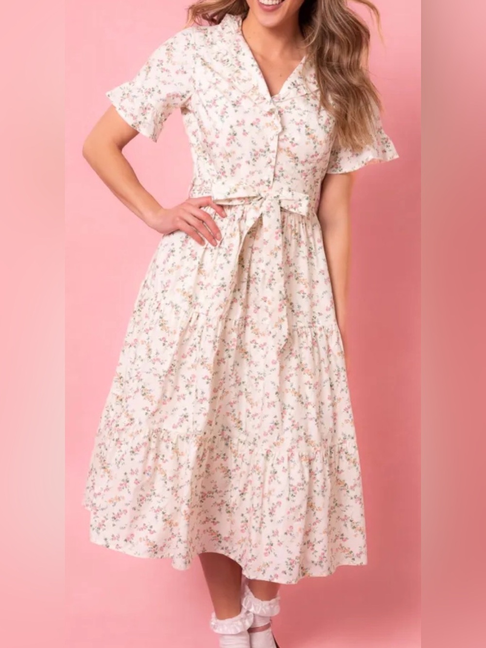 Ivy City Co. NWT Sutton Midi Dress Size 14 Cottagecore Ditsy Floral Coquette